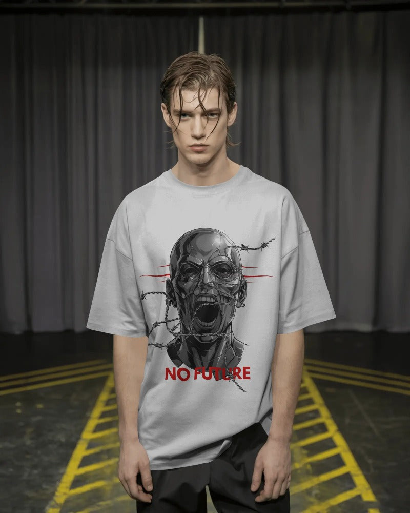 Camiseta Oversized No Future — Edición Alambre