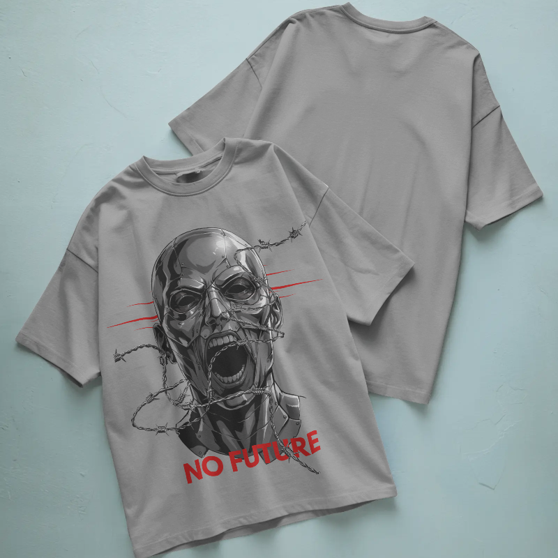 Camiseta Oversized No Future — Edición Alambre