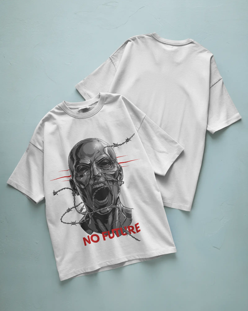 Camiseta Oversized No Future — Edición Alambre