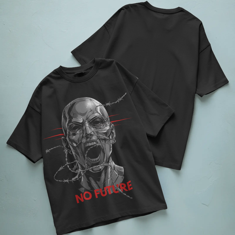 Camiseta Oversized No Future — Edición Alambre
