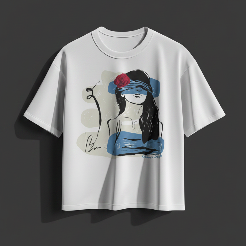 Mirada Oculta camiseta oversize mockup fondo gris oscuro